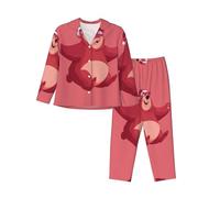 WZYCWB Bear Happy Hour Ensemble de pyjama chaud à manches longues pour l'automne et l'hiver, Noir , XXL