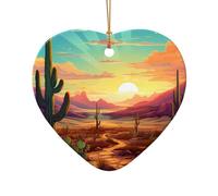 WZYCWB Beau pendentif en céramique en forme d'étoile à motif coucher de soleil, parfait pour décorer votre arbre de Noël pour les fêtes d'hiver, taille unique, Céramique