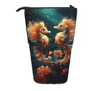 WZYCWB Beau porte-stylo rétractable imprimé couple hippocampe adapté pour une utilisation comme simple trousse de maquillage, portefeuille, etc.