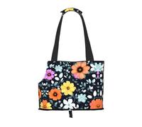 WZYCWB Beau sac de voyage léger à fleurs colorées pour chats et sac à bandoulière respirant pour petit chien pour un transport facile