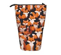 WZYCWB Beaucoup de petits renards de dessin animé imprimé rétractable porte-stylo adapté pour une utilisation comme un simple sac à cosmétiques, portefeuille, etc.
