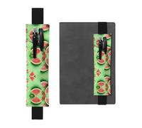 WZYCWB Beaucoup de pièces de Pastèque Imprimé Grande Capacité PVC Pen Holder + Creative Diary Pen Bag Set avec Bande Élastique Design Antidérapant