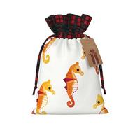 WZYCWB Beaucoup de sacs cadeaux de Noël hippocampes pour décorations de fête de Noël, 21 x 30 cm, sacs cadeaux en toile de jute avec cordon de serrage
