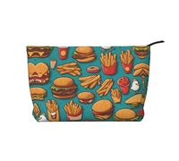 WZYCWB Beaucoup de sacs de rangement cosmétiques imprimés savoureux, parfaits pour les voyages d'affaires et les voyages., Beaucoup de frites Burger Cartoon, Taille unique