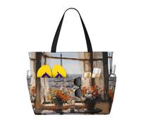 WZYCWB Beaux pylônes au loin, sac de plage pliable, sac de plage de grande capacité avec fermeture éclair, parfait pour les sacs de courses, la piscine, la gym, les voyages, le shopping,
