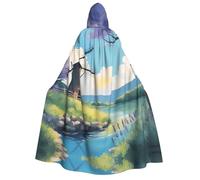 WZYCWB Belle cape à capuche à motif moulin à vent de rivière | Parfaite pour Halloween, bal masqué et fêtes à thème.