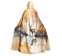 WZYCWB Belle cape à capuche imprimée cerf - Parfaite pour les fêtes d'Halloween, les spectacles théâtraux et les séances photo.