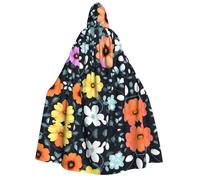 WZYCWB Belle cape à capuche imprimée de fleurs colorées - Parfaite pour les fêtes d'Halloween, les spectacles théâtraux et les séances photo.
