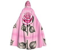 WZYCWB Belle cape à capuche imprimée de roses roses - Parfaite pour les fêtes d'Halloween, les spectacles théâtraux et les séances photo.