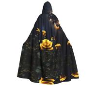WZYCWB Belle cape à capuche pour adulte avec roses jaunes - Parfaite pour les fêtes d'Halloween, le cosplay, les spectacles sur scène et les réunions à thème.