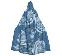 WZYCWB Belle rose sur fond bleu cape à capuche à motifs d'Halloween cape rave fête et réunion de famille