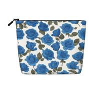 WZYCWB Belle trousse de maquillage à motif roses bleues, trousse de maquillage de voyage, sac de rangement multifonctionnel, rangement pour les nécessités quotidiennes