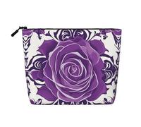 WZYCWB Belle trousse de maquillage à motif roses violettes, trousse de maquillage de voyage, sac de rangement multifonctionnel, rangement pour les nécessités quotidiennes