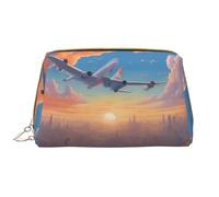 WZYCWB Belle trousse de maquillage en cuir d'avion avec poches, sac de maquillage de voyage portable, sac de rangement cosmétique de grande capacité,