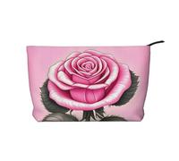 WZYCWB Belle trousse de maquillage rose en velours côtelé pour femme, sac à main portable à fermeture éclair, adapté pour les voyages et le stockage quotidien, les cosmétiques