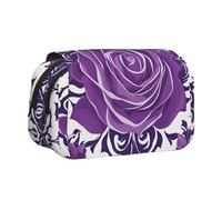 WZYCWB Belle trousse portable avec roses violettes, idéale pour organiser les stylos au bureau ou ranger des pinceaux de maquillage