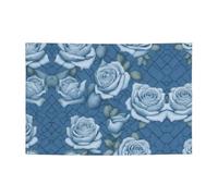 WZYCWB Belles roses sur fond bleu, bannière de fête à motifs, parfaite pour les anniversaires, les fêtes de Noël, les remises de diplôme et les anniversaires.