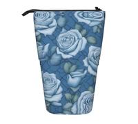 WZYCWB Belles roses sur fond bleu rétractable pour porte-stylos, pinceaux de maquillage ou sacs à cordon de serrage.