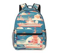 WZYCWB Big Ship and Moon Sac à dos décontracté pour ordinateur portable 29 x 40 x 20 cm