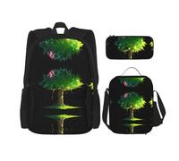WZYCWB Big Tree in the Sun Ensemble sac à dos (3 pièces) - Sac d'école pour étudiant + trousse + sac à déjeuner + sac à dos de grande capacité