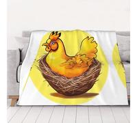 WZYCWB Bird's Nest Golden Chicken Couverture en flanelle imprimée 203,2 x 152,4 cm - 76,2 à 203,2 cm. Une couverture chaude pour l'automne à la maison et une couverture de voyage portable.