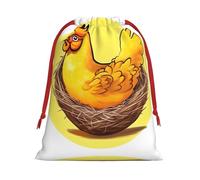WZYCWB Bird's Nest Golden Chicken L Sacs cadeaux imprimés - Parfait pour les mariages, Noël, les anniversaires et les fêtes - S - L