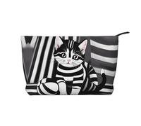 WZYCWB Bird's Nest Golden Chicken Printed Travel Cosmetic Bag Perfect for Business Trips and Vacances., Chaton rayé noir et blanc, Taille unique