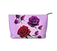 WZYCWB Bird's Nest Golden Chicken Printed Travel Cosmetic Bag Perfect for Business Trips and Vacances., Roses rouges et violettes, Taille unique