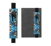 WZYCWB Blue Underwater World of Fish Imprimé Grande Capacité PVC Pen Holder + Creative Diary Pen Bag Set avec élastique Design Antidérapant