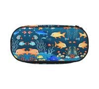 WZYCWB Blue Underwater World of Fish Trousse à crayons de grande capacité - Boîte de rangement multifonctionnelle, portable et durable pour fournitures de bureau et scolaires, Noir , Taille unique