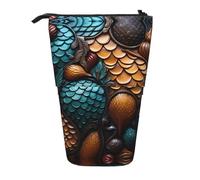 WZYCWB Boîte de rangement rétractable à motif écailles de poisson pour porte-stylos, pinceaux de maquillage ou sacs à cordon de serrage.