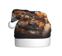 WZYCWB Bonnet de Père Noël à motif rugby sur feu, adapté pour les fêtes de Noël, le réveillon du Nouvel An et les spectacles sur scène.