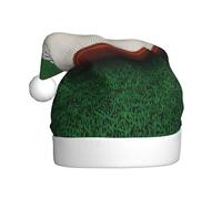 WZYCWB Bonnet de Père Noël imprimé ballon de rugby blanc, adapté pour les fêtes de Noël, les fêtes du Nouvel An et les spectacles sur scène.