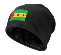 WZYCWB Bonnet de ski chaud avec motif drapeau de Sao Tomé et Principe - Noir - Capuche doublée en polaire épaisse - Bonnet tricoté élastique, Noir , taille unique