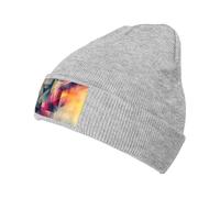 WZYCWB Bonnet tricoté noir abstrait dégradé fractal, convient pour les hommes et les femmes, les voyages en plein air, les activités d'hiver, gris, taille unique