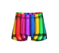 WZYCWB Boxer à motifs crayons de couleur pour homme, taille élastique confortable (S-4XL), Noir , 3XL