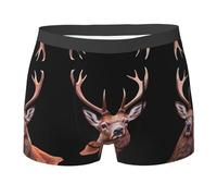 WZYCWB Boxer imprimé tête de cerf pour homme - Slip respirant et à séchage rapide - Plusieurs tailles (S-XXL), noir, Large