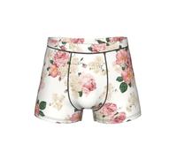 WZYCWB Boxer pour homme avec motif fleurs roses et feuilles, taille élastique confortable (S-4XL), Noir , XL