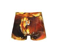 WZYCWB Boxer pour homme avec motif tigre en flamme, taille élastique confortable (S-4XL), Noir , S