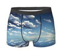 WZYCWB Boxer pour homme Bleu ciel et nuages blancs - Boxer confortable et respirant, noir, Medium