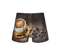 WZYCWB Boxer pour homme Café avec motif cœur Taille élastique confortable (S-4XL), Noir , XXL