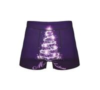 WZYCWB Boxer pour homme Motif sapin de Noël Violet Taille élastique confortable (S-4XL), Noir , L