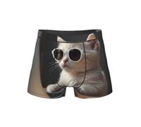 WZYCWB Boxer pour homme portant des lunettes de soleil à motifs, taille élastique confortable (S-4XL), Noir , S