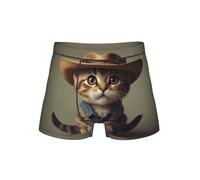 WZYCWB Boxer pour homme portant un chapeau à motifs, taille élastique confortable (S-4XL), Noir , XXL