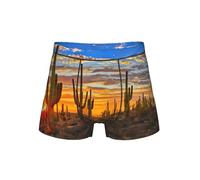 WZYCWB Boxer pour homme Sunset Cactus dans le désert à motifs, taille élastique confortable (S-4XL), Noir , M