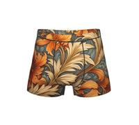 WZYCWB Boxer vintage à motif fleurs et feuilles pour homme, taille élastique confortable (S-4XL), Noir , XXL