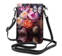WZYCWB Butterflies and Fresh Bush Sac à bandoulière en cuir léger pour femme Sac à bandoulière pour téléphone portable Sac de voyage avec fentes pour cartes de crédit