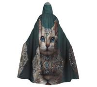 WZYCWB Cape à capuche à motif chat étrange diamant pour adulte adaptée pour les réunions de famille, les spectacles sur scène, le cosplay et les fêtes d'Halloween