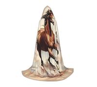 WZYCWB Cape à capuche à motif cheval cabré marron S - Costume de cosplay - Accessoires de déguisement pour fête de vacances