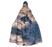 WZYCWB Cape à capuche à motif de dauphins vivants pour Halloween, fête rave et réunions de famille
